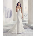 Spaghetti Strap Lace Wedding Dress with Open Back